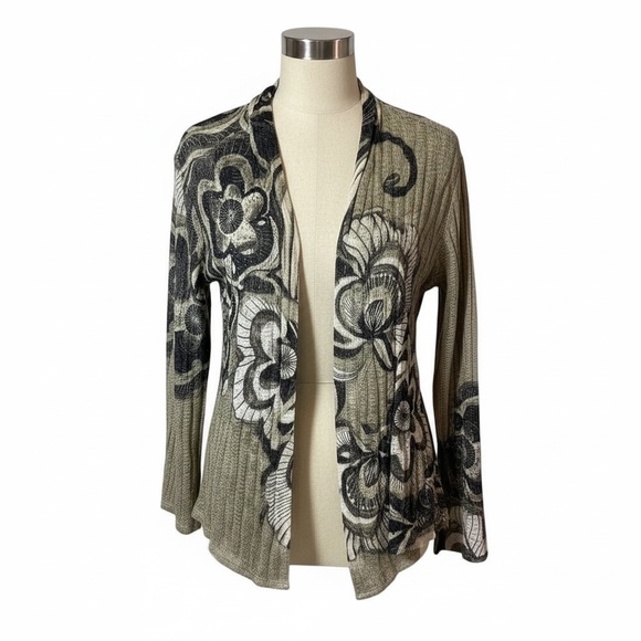 Chico's Sweaters - ✨ Chico’s Lace Cardigan | Muted Green • Blue • Cream | Size 1 (M 8–10) ✨